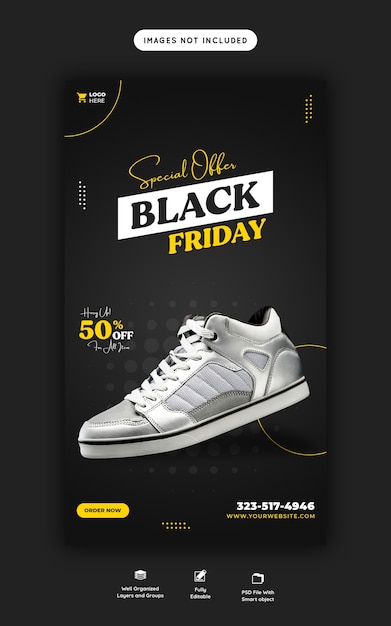 Free PSD special offer black friday instagram and facebook story banner template