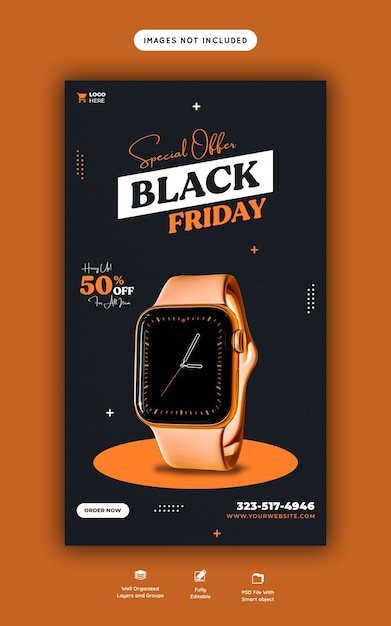 Free PSD special offer black friday instagram and facebook story banner template