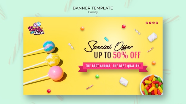 Special offer candy shop banner template