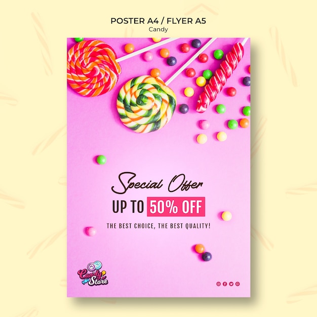 Free PSD special offer candy shop flyer template