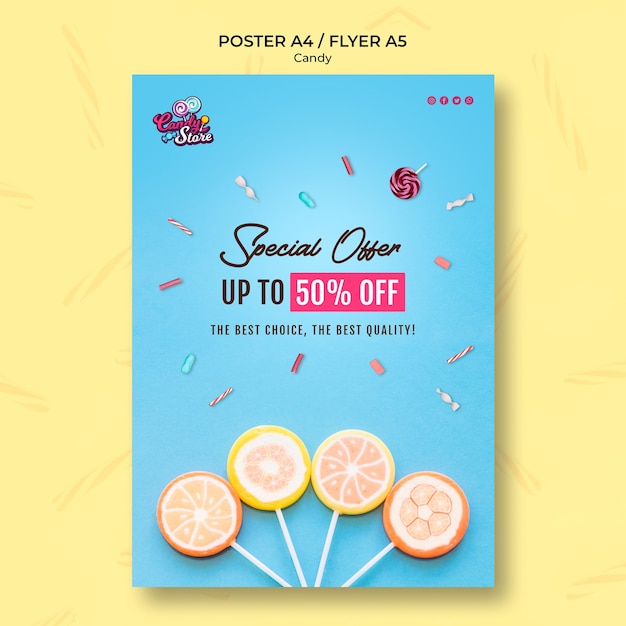 Free PSD special offer candy shop flyer