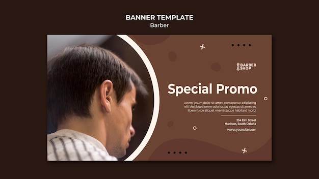 Free PSD special promo client at the barber shop banner