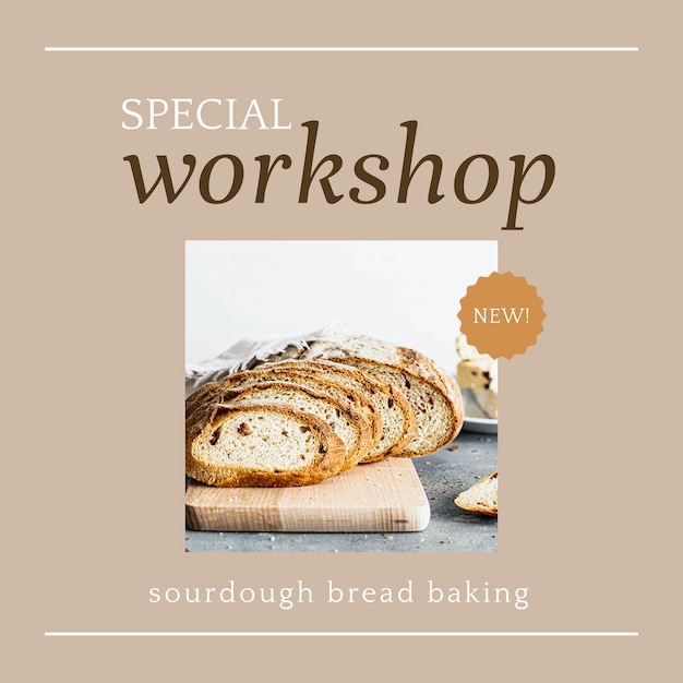 Free PSD special workshop psd ig post template for bakery and cafe marketing