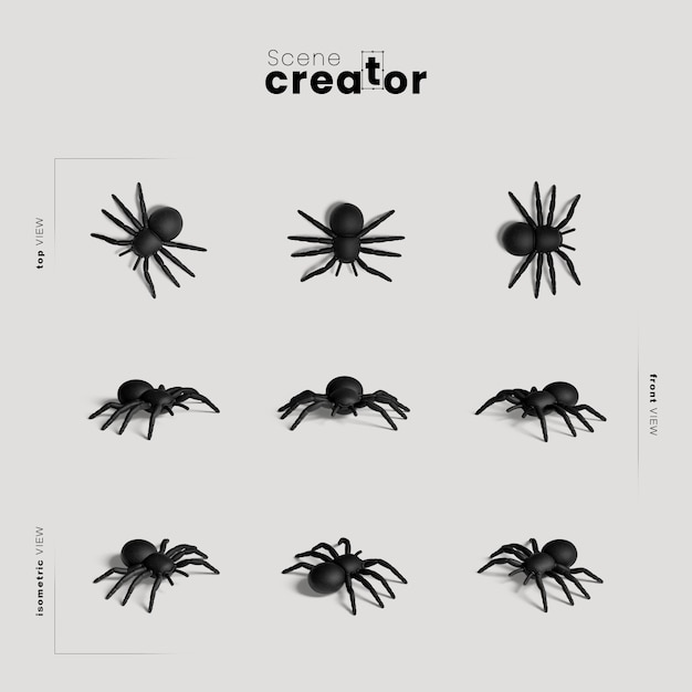 Free PSD spider variety of angles halloween scene creator