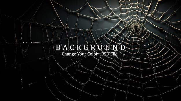 Free PSD spider web in dark background for halloween or horror concept