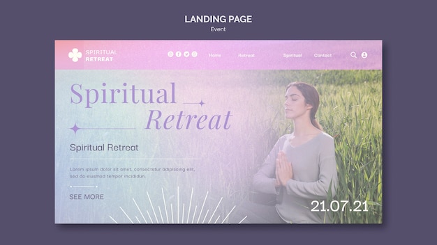 Free PSD spiritual retreat landing page event template design