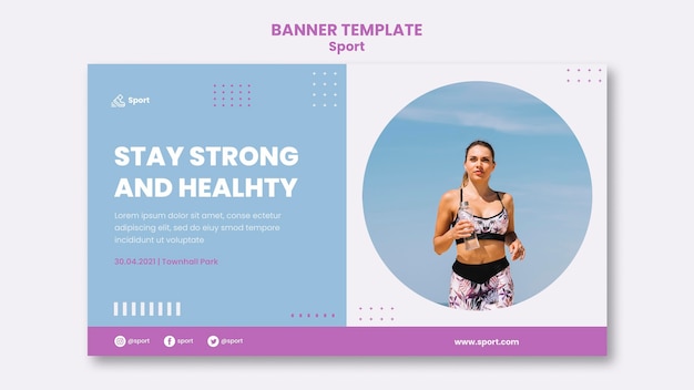 Free PSD sport banner template with photo