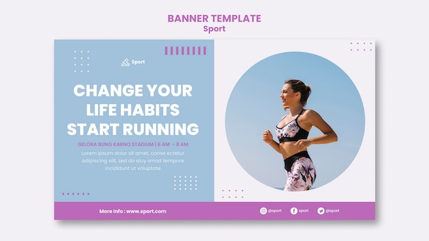 Sport banner template with photo