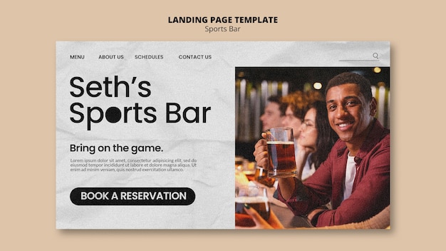 Free PSD sport bar landing page template