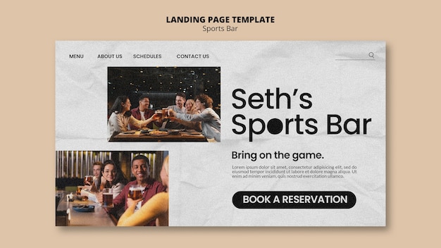 Free PSD sport bar landing page template