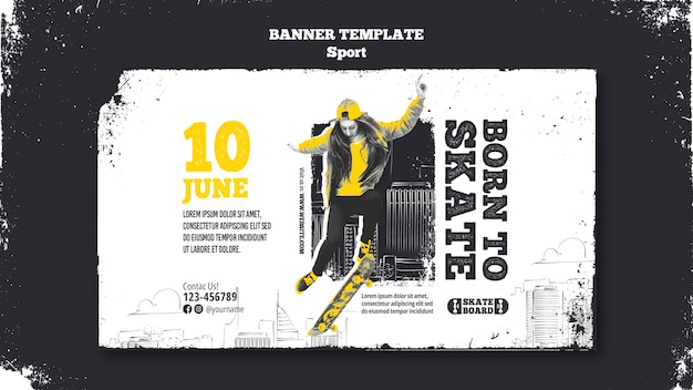 Free PSD sport concept horizontal banner template