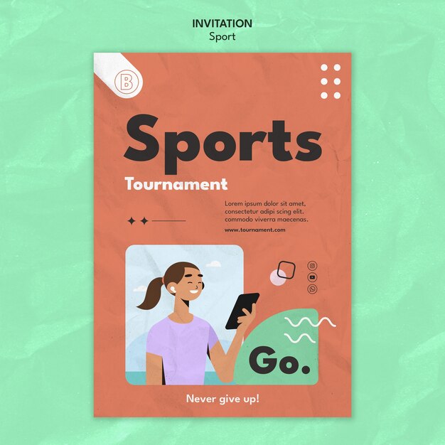 Sport concept invitation template