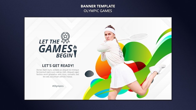 Free PSD sport games horizontal banner with photo