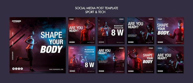 Sport and tech social media post template