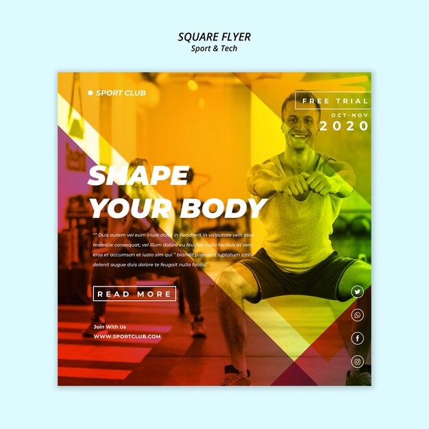 Sport & tech square flyer template