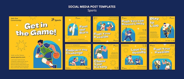 Free PSD sport training  instagram posts template