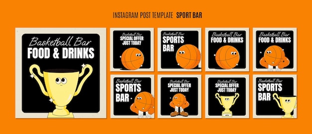 Free PSD sport workout instagram posts template