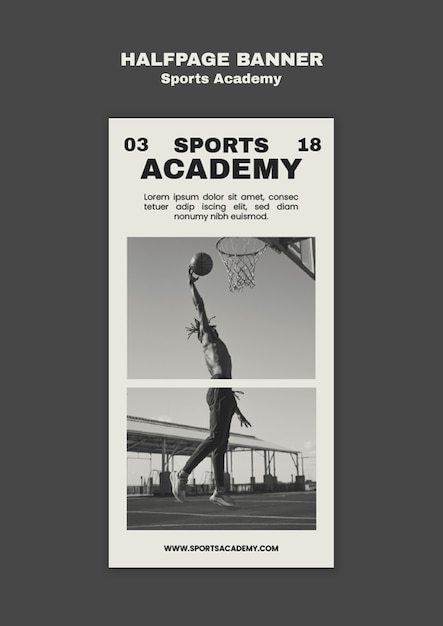 Free PSD sports academy template design