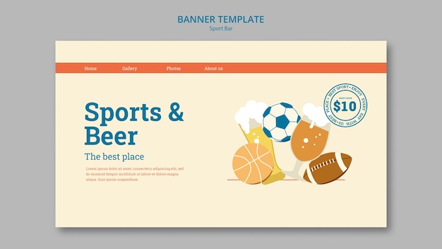 Free PSD sports bar horizontal banner template