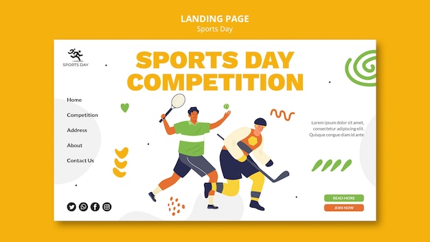 Free PSD sports horizontal banner template with people playing sports