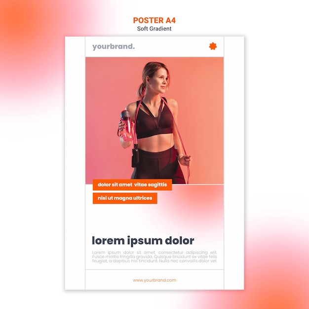 Free PSD sporty woman looking away fitness poster template