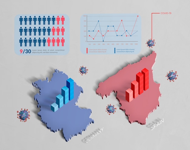 Spreading of coronavirus map germany and spain