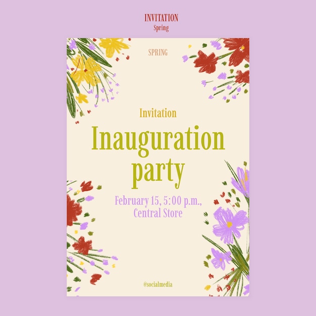 Free PSD spring celebration invitation template