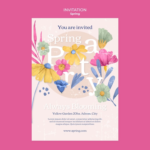 Free PSD spring celebration invitation template