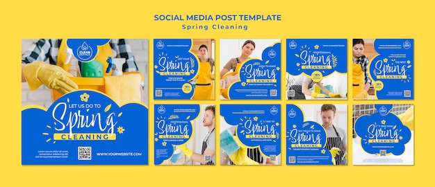 Free PSD spring cleaning social media posts