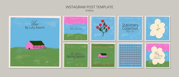 Free PSD spring concept instagram posts template