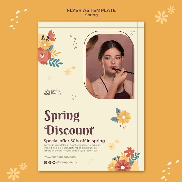 Spring discount flyer template