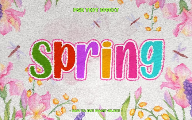 Free PSD spring floral editable text effect