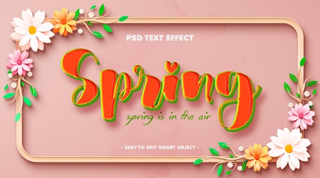 Free PSD spring floral editable text effect