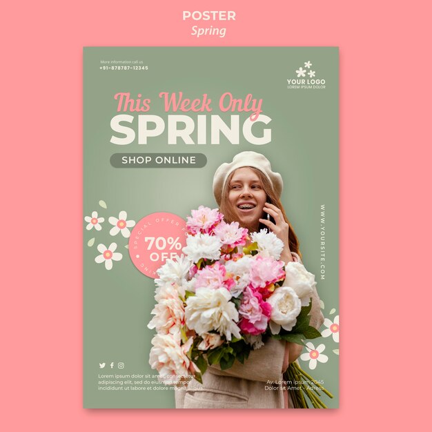 Spring flyer template with photo