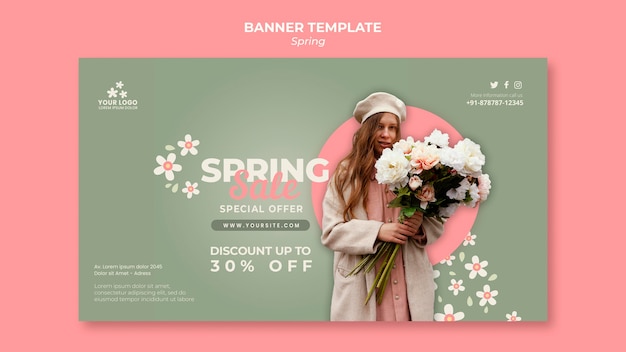 Free PSD spring horizontal banner template