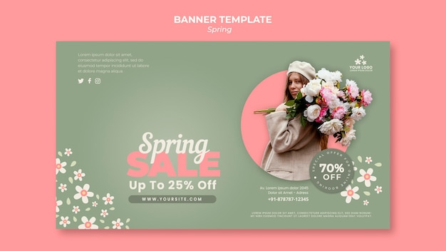 Free PSD spring horizontal banner template