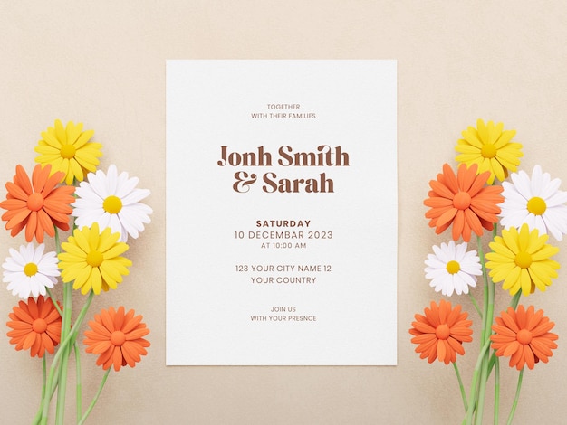 Free PSD spring invitation floral banner design template