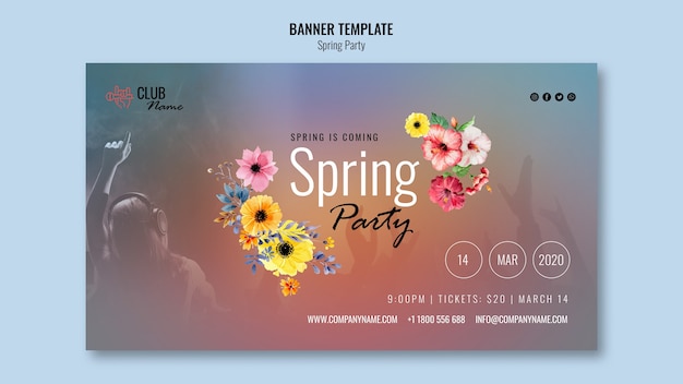 Spring party banner with photo