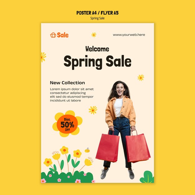 Spring sale discount poster template