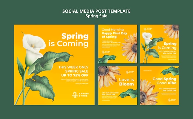 Free PSD spring sale social media post