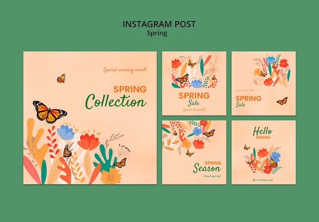 Free PSD spring season  instagram posts