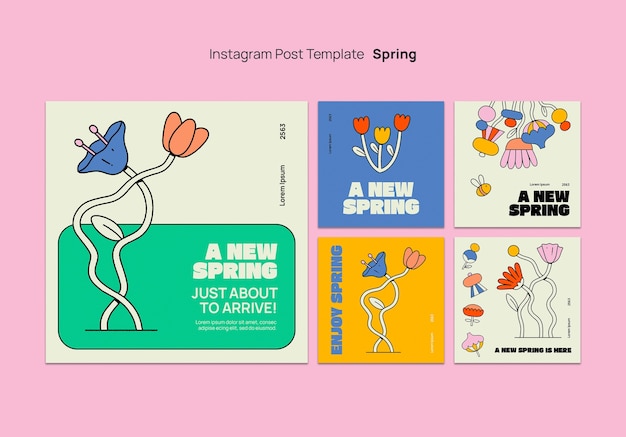 Free PSD spring season  instagram posts