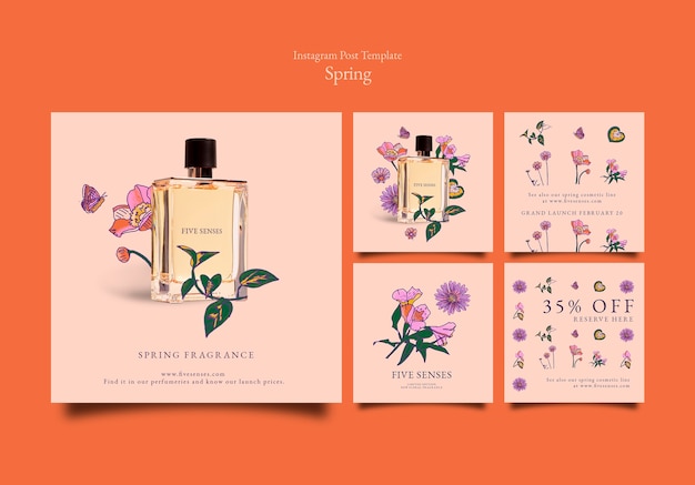 Free PSD spring season  instagram posts