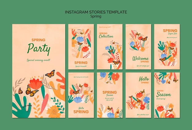 Free PSD spring season  instagram stories