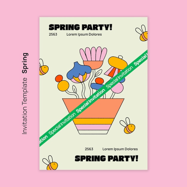 Free PSD spring season invitation template