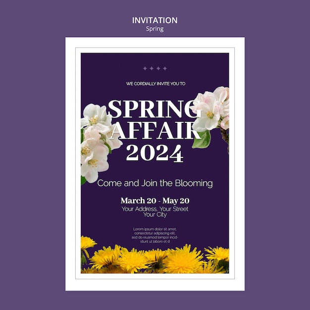 Free PSD spring season invitation template