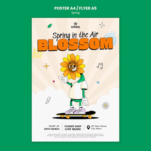 Free PSD spring season poster template