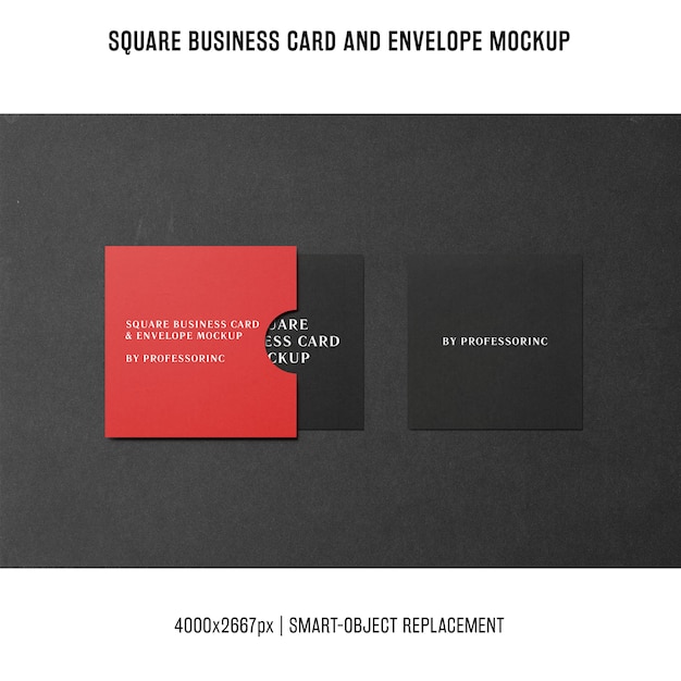 Free PSD square business card mockup