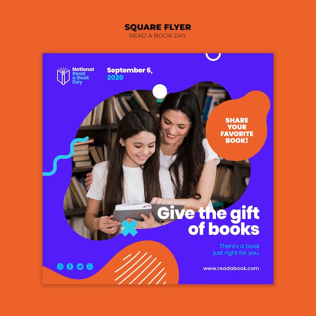 Square flyer read a book day