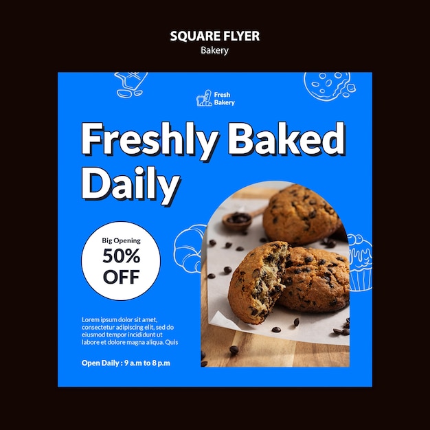 Square flyer template for bakery